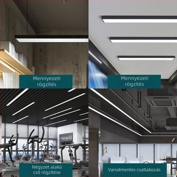 LED háromvédelmes irodai lineáris lámpa alumínium profillal a mennyezet rácsához