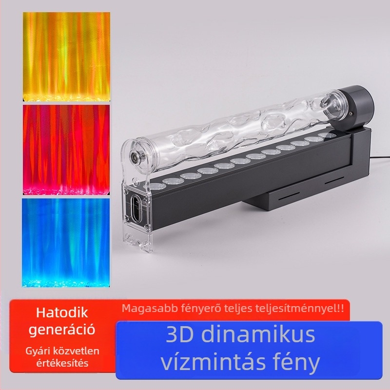 3D dinamikus víz mintázatú láng falmosó lámpa – nappaliba, hálószobába és bárba, hangulatos faldekoráció, modell E18