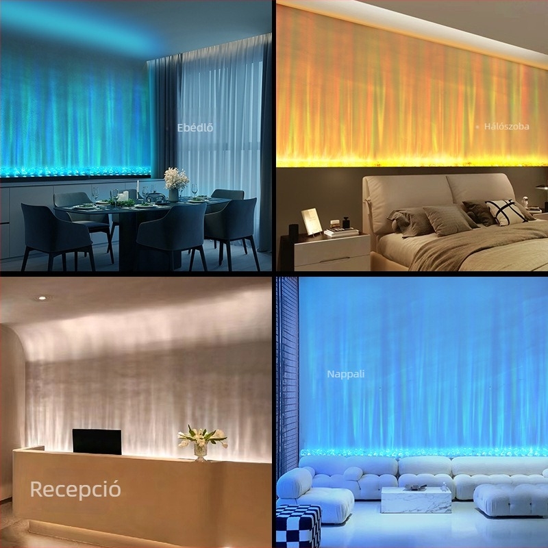 3D dinamikus víz mintázatú láng falmosó lámpa – nappaliba, hálószobába és bárba, hangulatos faldekoráció, modell E18