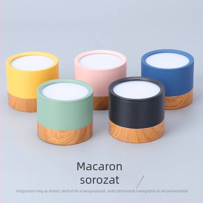 LED Macaron több színű felületre szerelhető downlight, melegfehér fény, alumínium ház, 75/108 mm