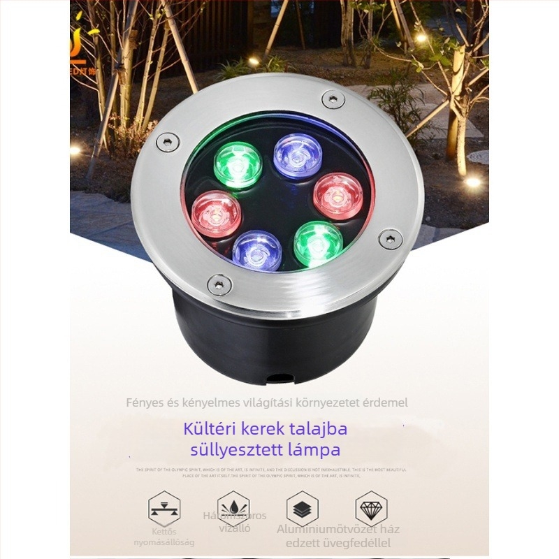 Kültéri földalatti vízálló LED világítótest, RGB színes tájfény, víz alatti négyszögletes reflektor, 36W/9W/12W