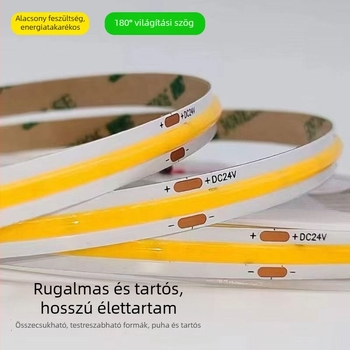 12V COB LED-szalag, öntapadó, beépített fénycsatornába, lineáris LED világítás szekrényekhez és vitrinekhez, dimmelhető
