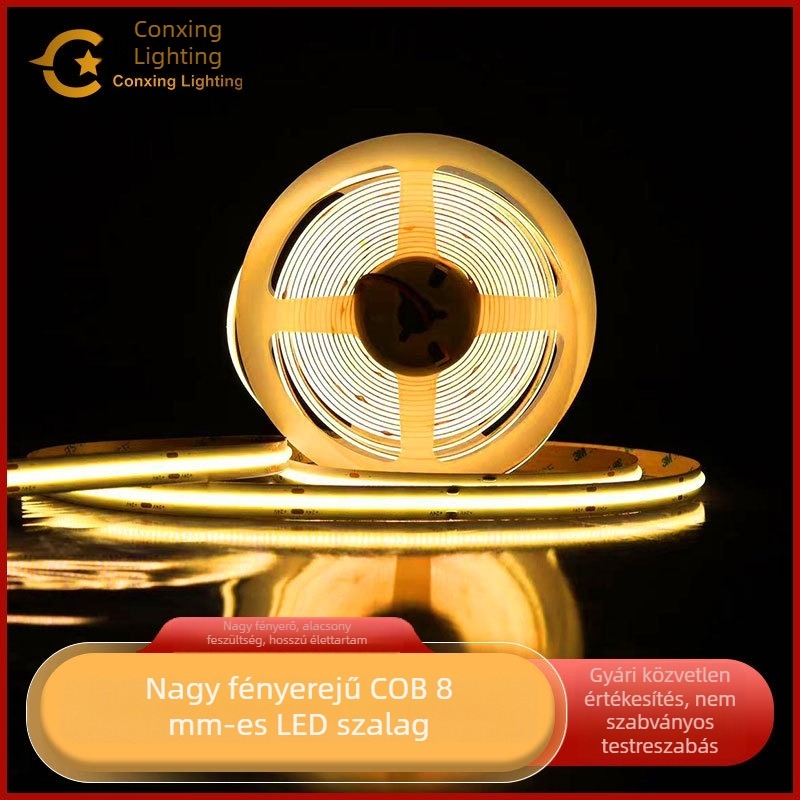 12V COB LED-szalag, öntapadó, beépített fénycsatornába, lineáris LED világítás szekrényekhez és vitrinekhez, dimmelhető