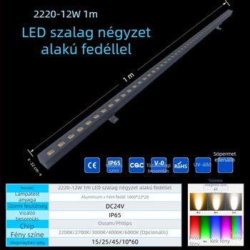 12W külső lineáris LED világítás homlokzati kontúrhoz, teljes színskálával, külső vezérléssel, testre szabható