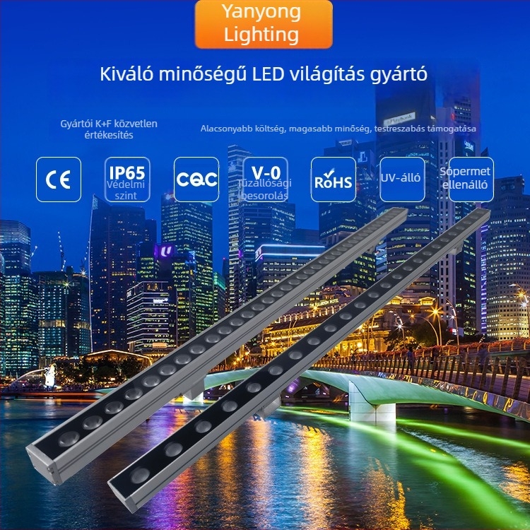 12W külső lineáris LED világítás homlokzati kontúrhoz, teljes színskálával, külső vezérléssel, testre szabható