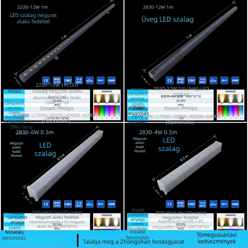 12W külső lineáris LED világítás homlokzati kontúrhoz, teljes színskálával, külső vezérléssel, testre szabható