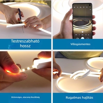 1010 szilikon LED-szalag, rugalmas, vízálló, integrált extrudálás, 24V, 120 LED, 9–10W/m, beltéri világítás