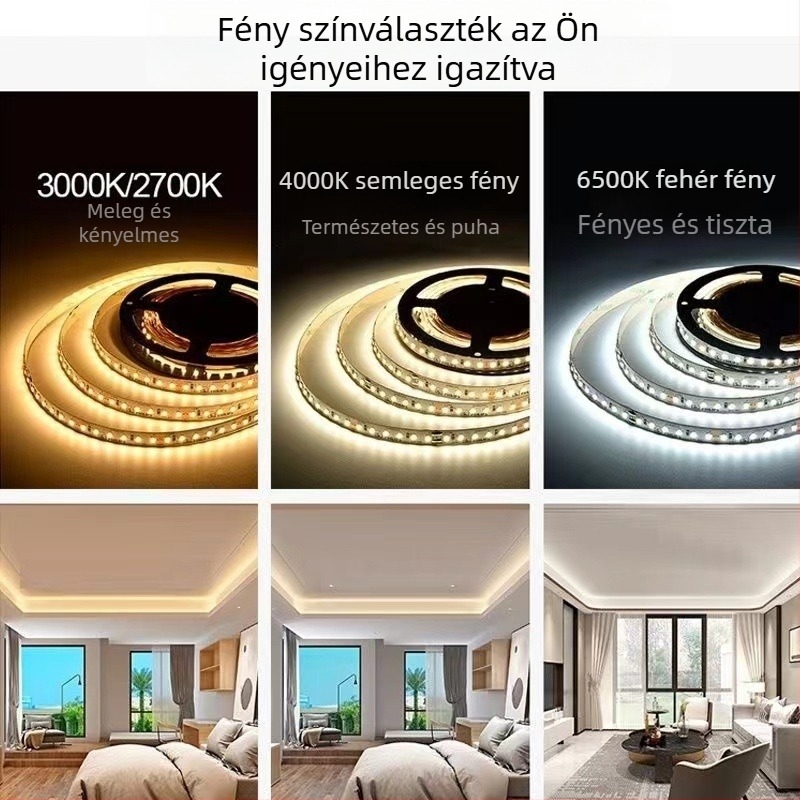 2835 testreszabható LED szalag szekrényekhez és mennyezethez – alumínium profil, lineáris világítás