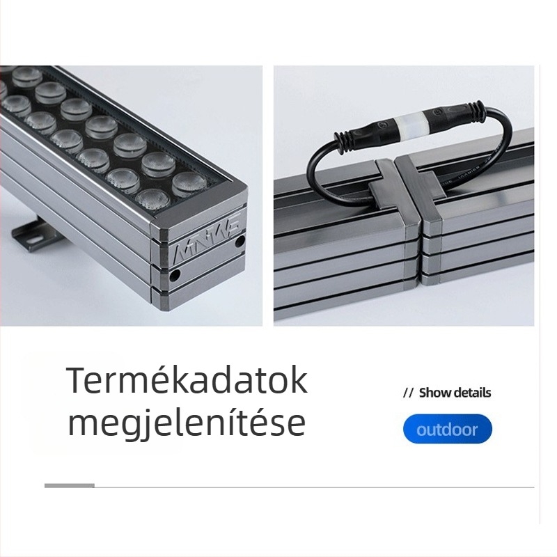 LED kültéri vízálló fal mosó és vetítő lámpa épületek homlokzataihoz, színváltó, 30° fénycsóva, 980 mm, IP66, 24V