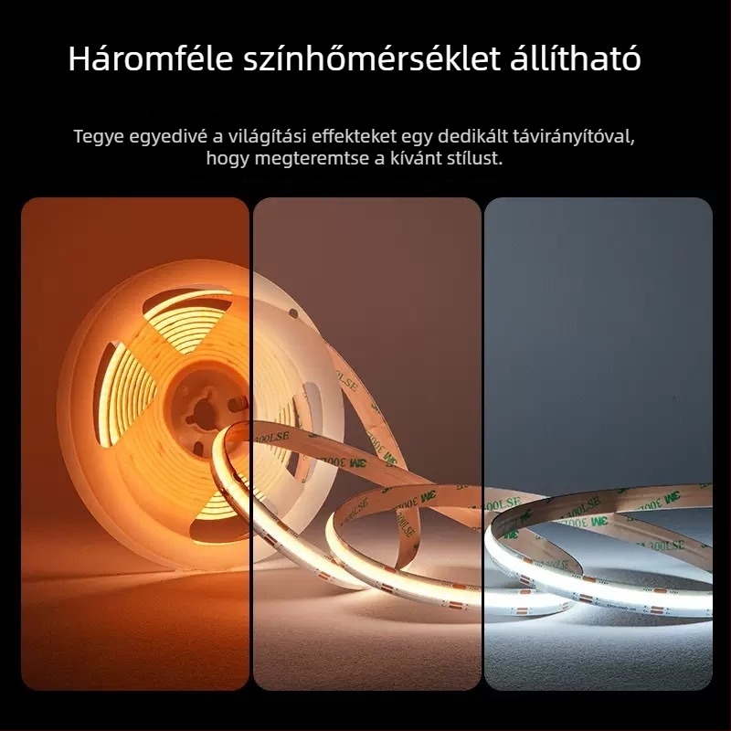 24V-os LED szalag 608 két színű, önaragasztó szekrényvilágítás COB lineáris fényforrás CRI 90