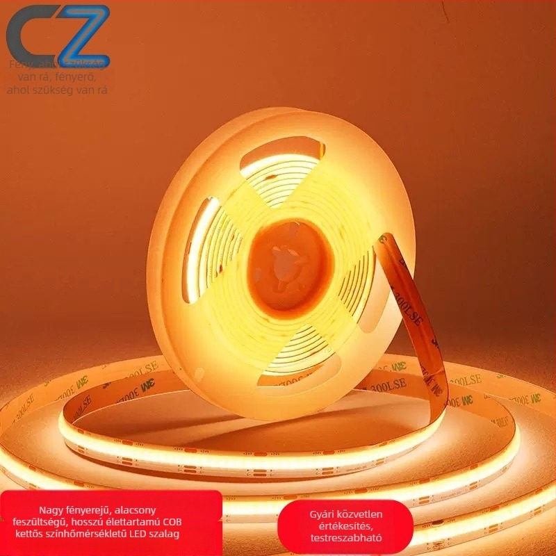 24V-os LED szalag 608 két színű, önaragasztó szekrényvilágítás COB lineáris fényforrás CRI 90