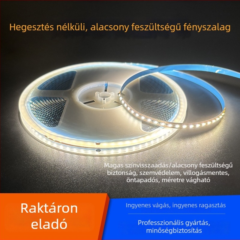 Forrasztás nélküli 12V LED-szalag alumínium csatornával szekrényekhez, vitrinekhez és polcokhoz