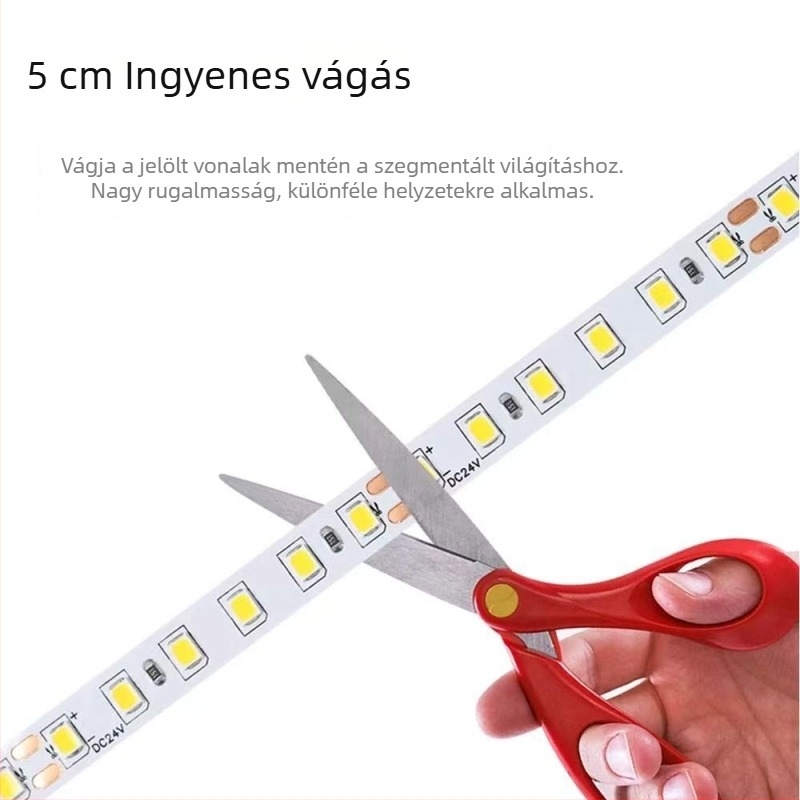 2835 LED szalag mennyezethez, 12V/24V, villogásmentes, öntapadós, alacsony feszültségű lineáris világítás