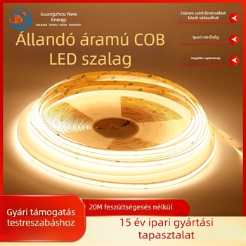 COB LED szalag DC-48V, 20 m, egyvégű csatlakozás, feszültségkiegyenlítés nélkül, CRI 90, 8 mm széles, öntapadós fehér fény