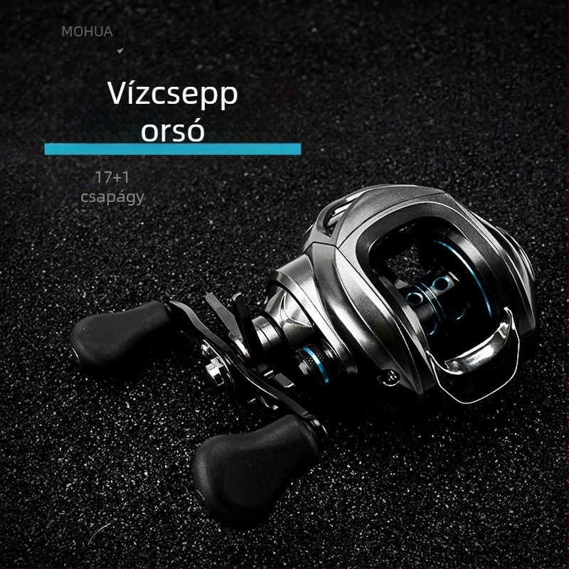 Water Drop Reel, 18-gyűrűs hosszú dobású orsó, fék és oldás, fém dob