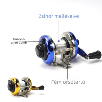 Mini fém jégpecázó orsó dobos csévélővel