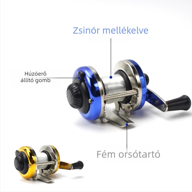 Mini fém jégpecázó orsó dobos csévélővel