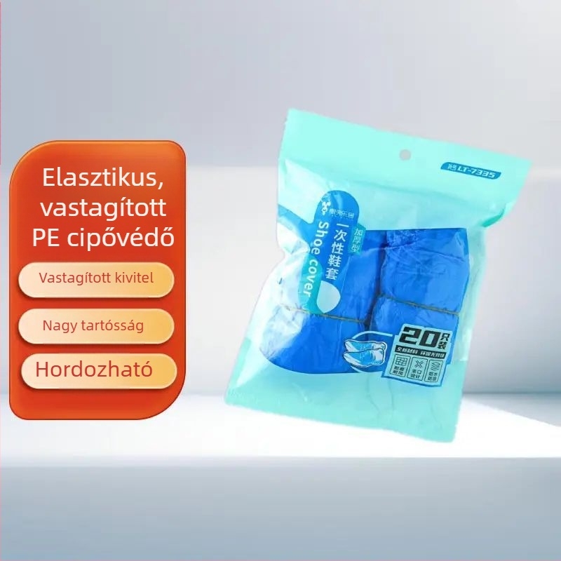 Vastagított PE cipővédők, elasztikus, univerzális méret, 20 db egy csomagban
