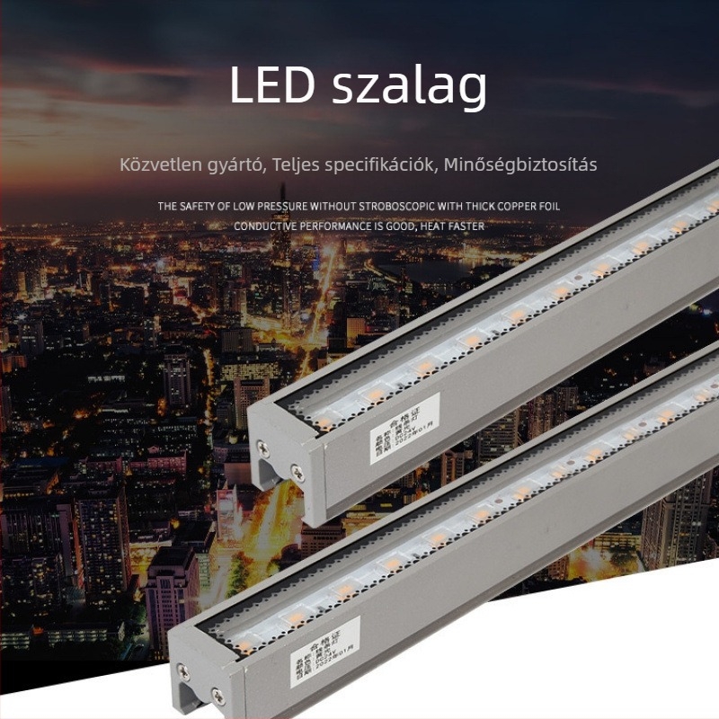 Kültéri LED kontúrvilágítás homlokzatra, IP65, 24V DC, 3000K meleg fehér, alumínium ház, 48 LED, 1200 lm, 120° sugárzási szög, méretek 1000×30×30 mm, nem dimmelhető