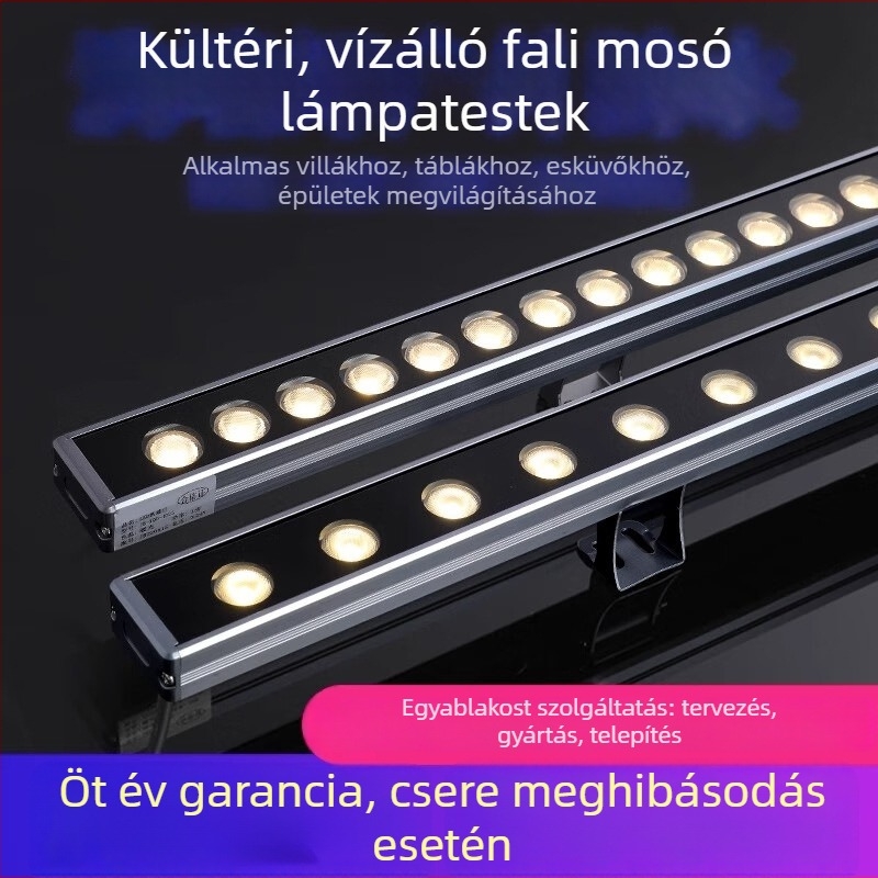 LED alacsony feszültségű RGB falmosó LED lámpa, 24W, kültéri, vízálló lineáris homlokzati világítás