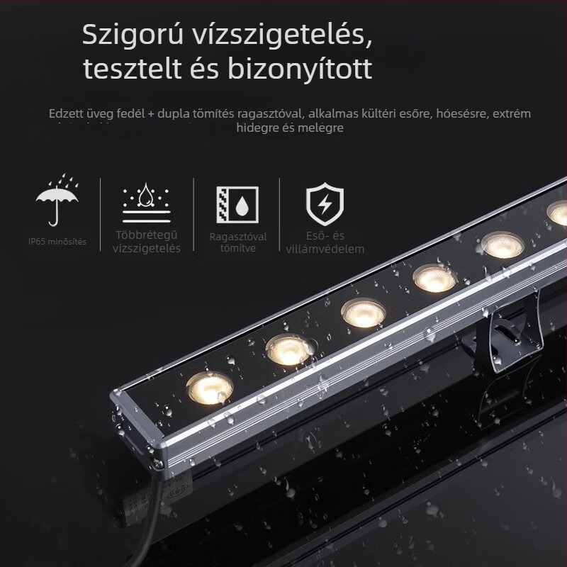 LED alacsony feszültségű RGB falmosó LED lámpa, 24W, kültéri, vízálló lineáris homlokzati világítás