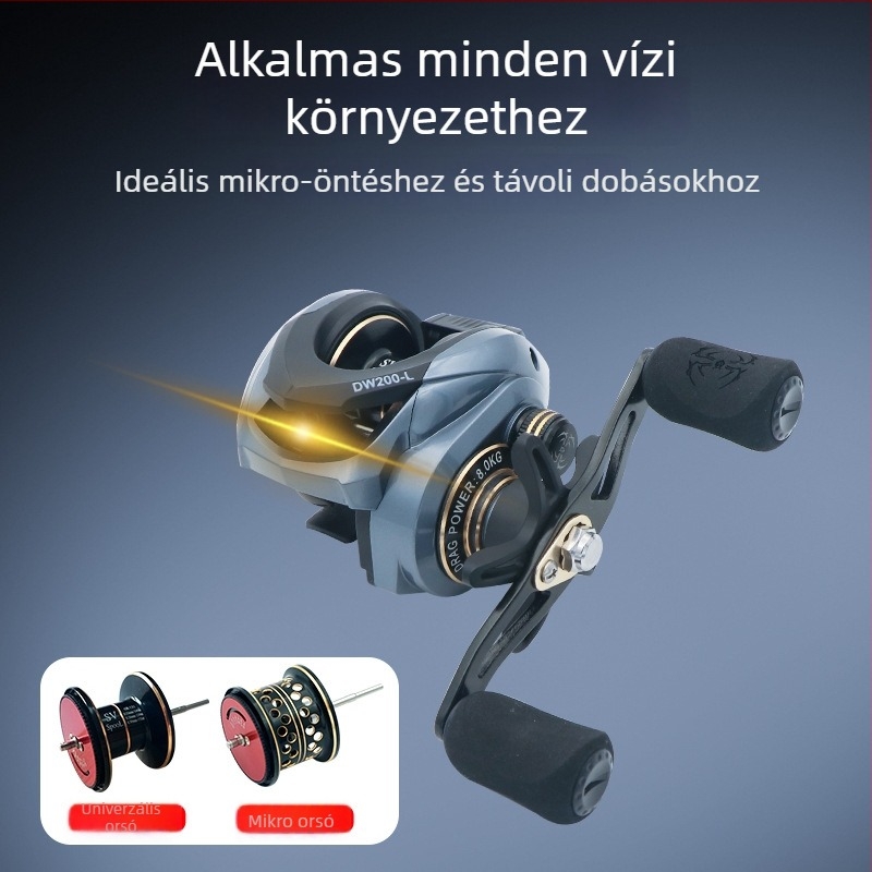 Fisherman teljesen fém orsó hosszú dobásokhoz, kettős fék, vízcsepp alakú orsó