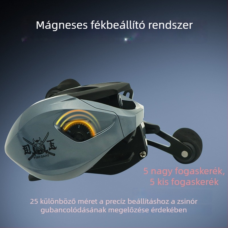 Fisherman teljesen fém orsó hosszú dobásokhoz, kettős fék, vízcsepp alakú orsó