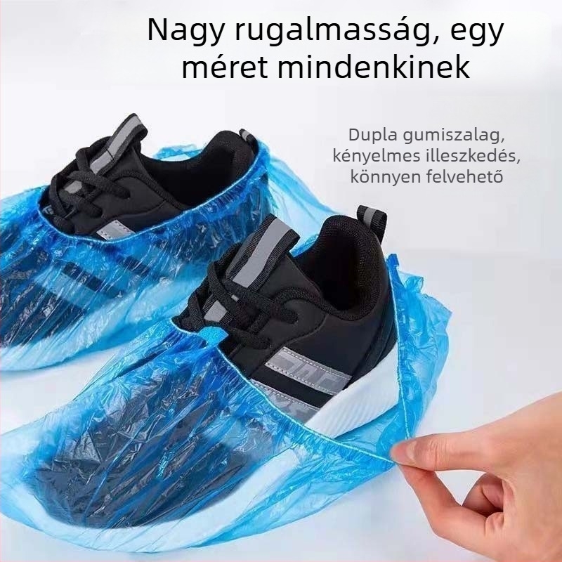 Egyszer használatos cipővédők beltérre, vastagított kivitel, vízálló, kopásálló, csúszásmentes, műanyag lábvédők