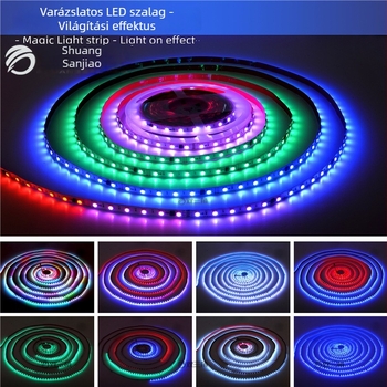 24V RGB LED-szalag dekoratív világításhoz, öntapadó, alacsony feszültségű, színes váltó fények esküvők és hangulat számára