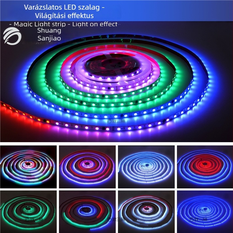 24V RGB LED-szalag dekoratív világításhoz, öntapadó, alacsony feszültségű, színes váltó fények esküvők és hangulat számára