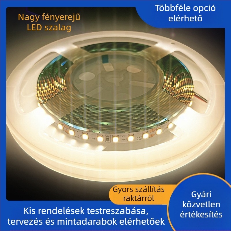 2835 LED szalag, 24V, 8 mm szélesség, 120 LED, alumínium profilú neon hangulatfény