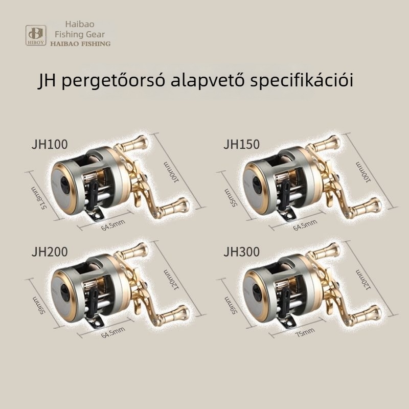 TEEWAY Jh100-300 fém dobos orsó, 10 csapággyal, műcsali- és tengeri horgászatra