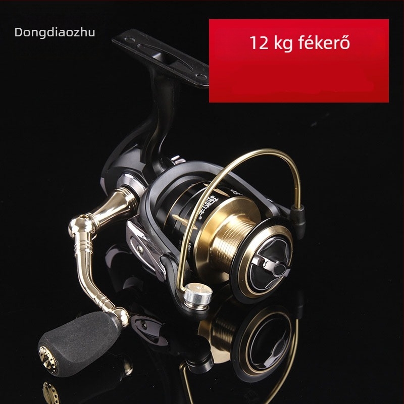 Teljesen fémből készített spinning orsó, 15 csapágy és damilos spóllal, tengeri horgászatra és hosszú dobásokhoz