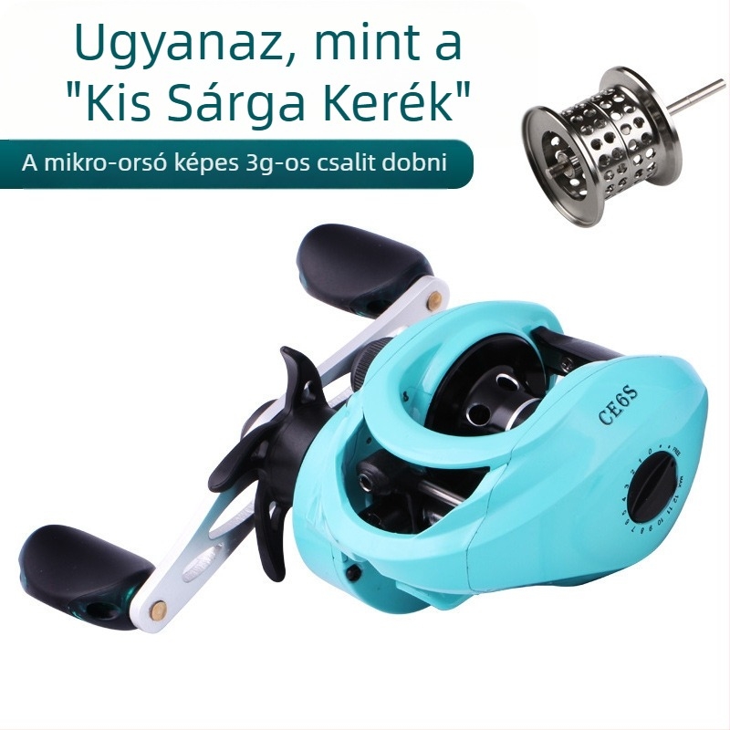 CE6S-stílusú kompakt sárga baitcasting orsó sekély dobbal, kopásálló