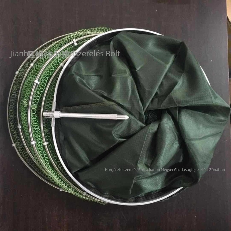 Kétszeres kör, füveszöld halvédő háló, halzsák és halászati vödör