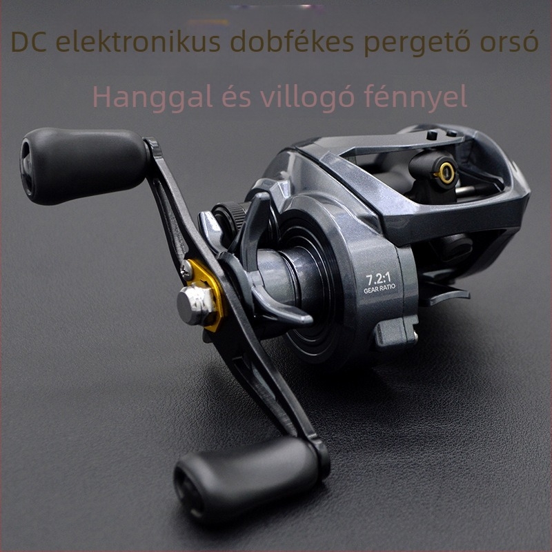 DC200 elektromos fékkel ellátott casting orsó, áttétel 7.2:1, horgászorsó hanggal és LED fénnyel