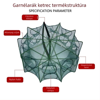 Négyszögletes összecsukható garnéla ketrec