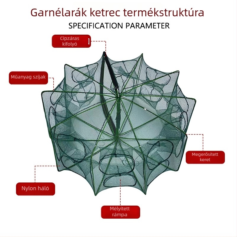Négyszögletes összecsukható garnéla ketrec
