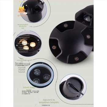LED föld alatti lámpa, sarokvilágítás, polarizált lépcsőfény, vízálló, 3W/9W Turtle-Back dizájn