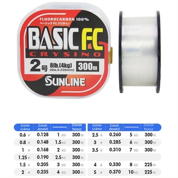 Sunline BASIC FC 300 m szénszálas horgász zsinór sziklához