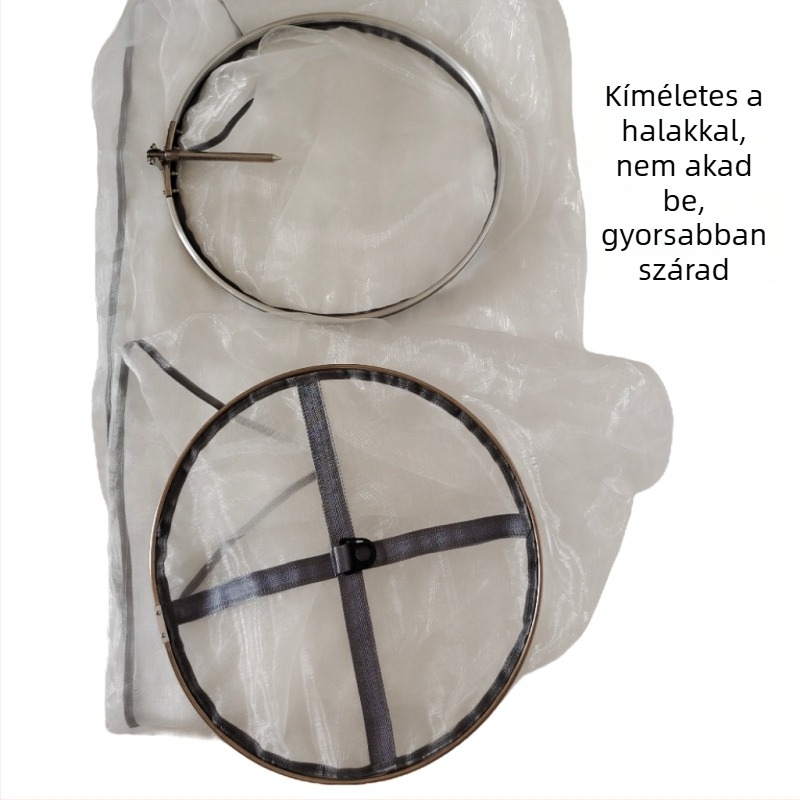 Fehér gézhaló háló kis szemű, rozsdamentes acél megerősítő gyűrűvel, védőháló halak számára, vadhalászathoz és fekete kútban lévő halászathoz, fehér, speciális célra
