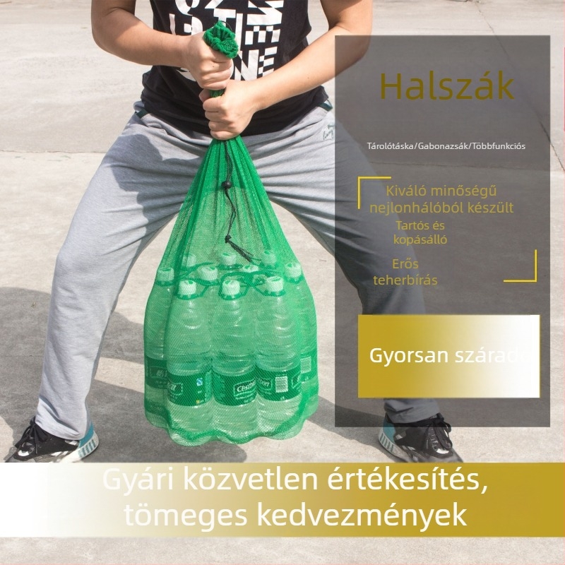 Összecsukható hálós halas táska húzózsinórral