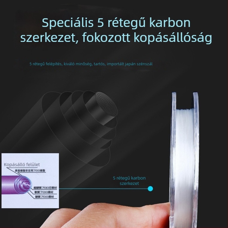 Szénszálas vezető zsinór tengeri horgászathoz, 50 m és 100 m, magas szakítószilárdság — Fishing Voyage