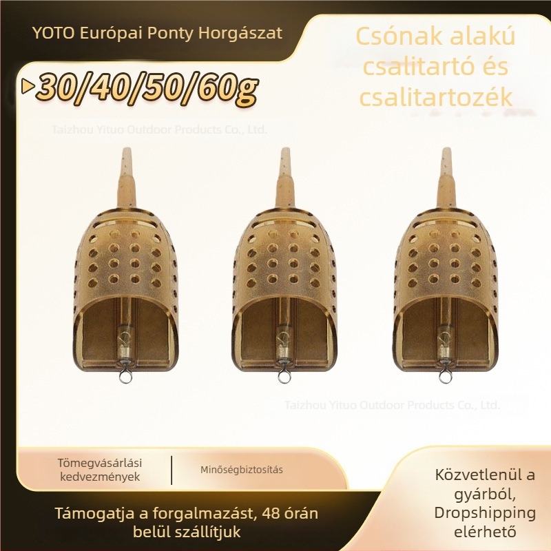 Csónak alakú etetőkosár pontyhorgászathoz, kiegészítő felszerelés