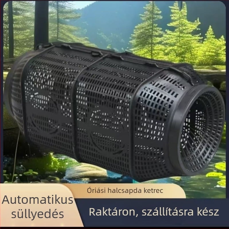 Nagy légáteresztő műanyag haltartó ketrec két nyílással