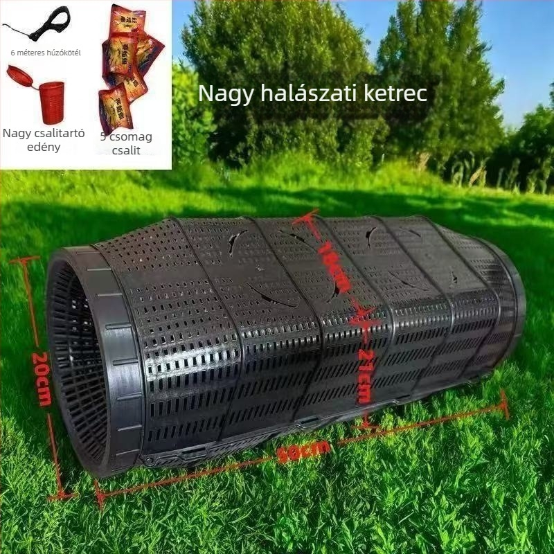 Nagy légáteresztő műanyag haltartó ketrec két nyílással