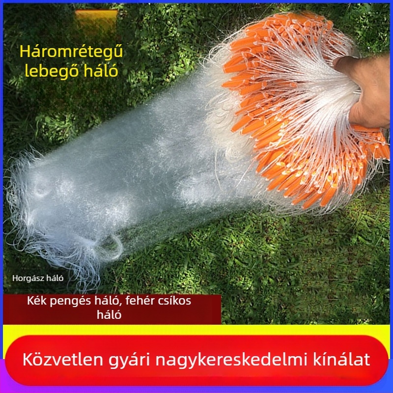 Háromrétegű úszó halászháló, többfunkciós használatra – akasztáshoz és merítéshez, fehér háló