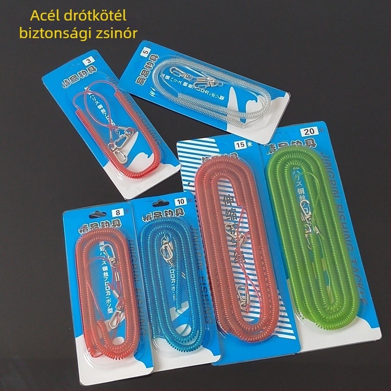 Acéldrótos biztonsági zsinór, színes, magas rugalmasságú botvédő zsinór, horgászati kellékek, többfunkciós rugós zsinór