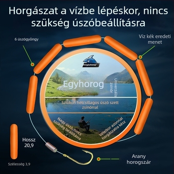 Narancssárga hetes csillagos úszó készlet előkötött horssal, úszó beállítása nélkül, hagyományos egyrészes horgos folyóparti halászathoz fehérhal és kárász