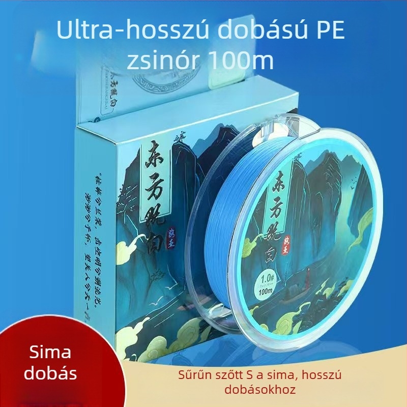 Turtle PE damil, 8-szálú Dyneema, ultrakemény, hosszú dobásokhoz, 100 m